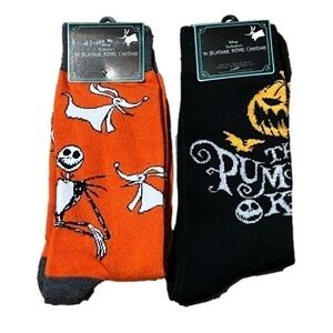 Disneys Tim Burtons The Nightmare Before Christmas Crew Socks 2 Pair New (6-12)